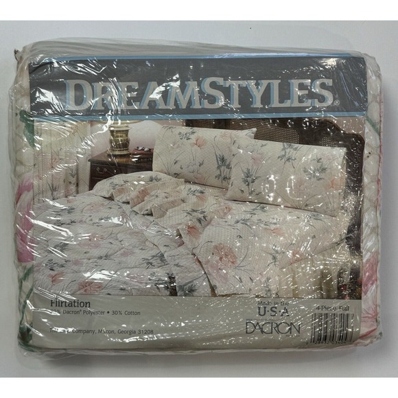 Vintage Floral 4 Piece Full Sheet Set Bed NEW Old Stock - Picture 2 of 5